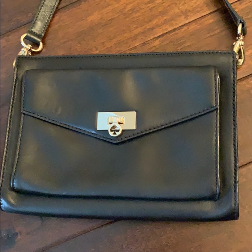 Classic Kate Spade black leather crossbody purse